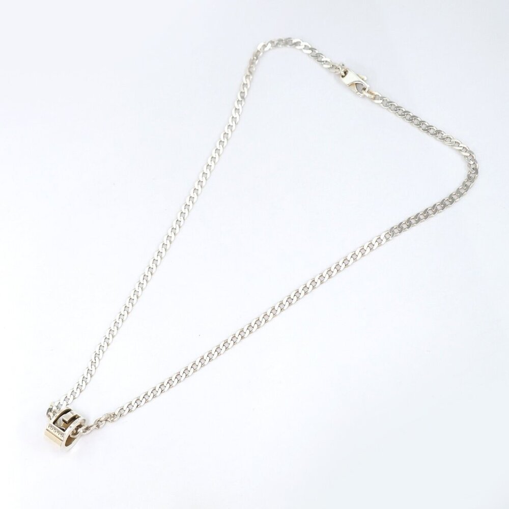 GUCCI Cut Out G Ring Charm Necklace 18" Silver 925 Auth w/Box #7211 - Picture 2 of 7